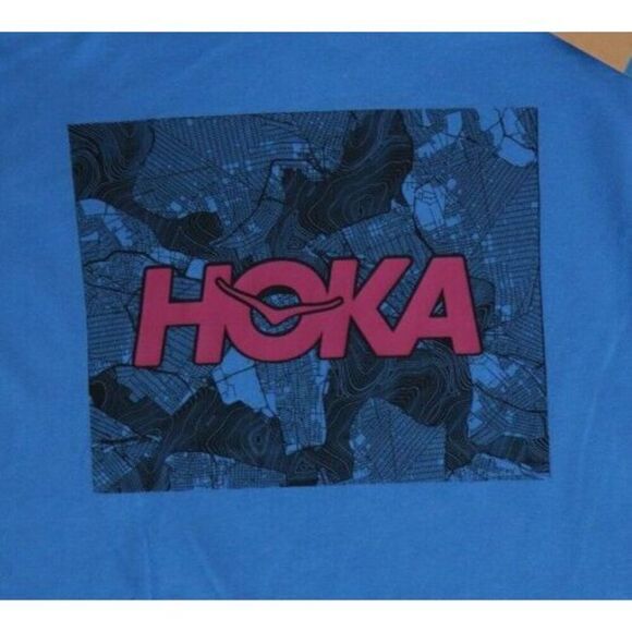 HOKA 1123698-IZB Women’s Sz XS Blue Graphic Print Short Sleeve All-Day T-Shirt - Picture 4 of 7